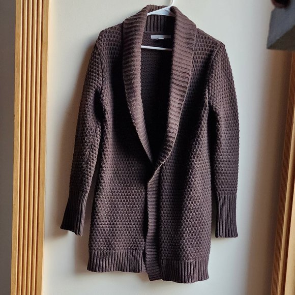 Old Navy Brown Waffle Knit Open Cardigan Size Medium - Picture 9 of 16